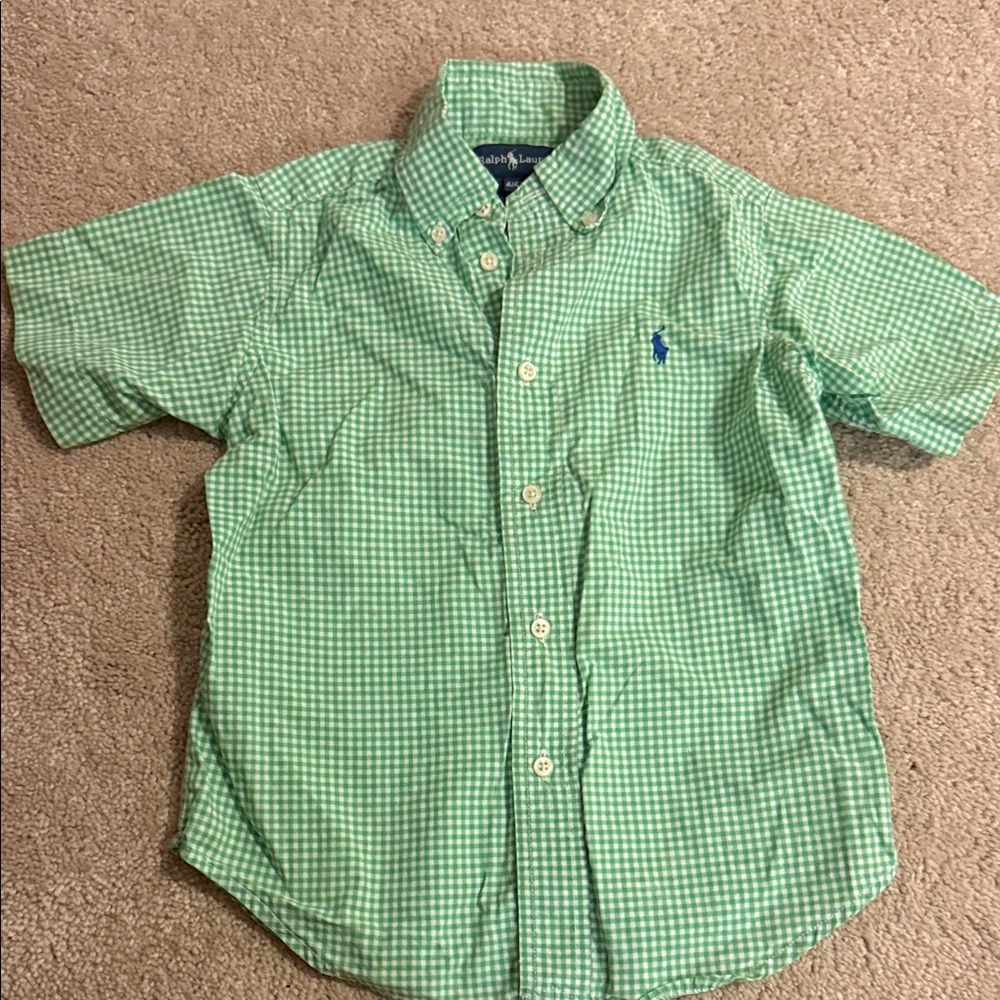 Ralph Lauren Kids Green Plaid Button Down Shirt